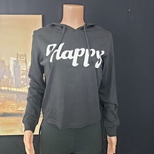 ON FIRE Black Hoodie Top Sweater Medium